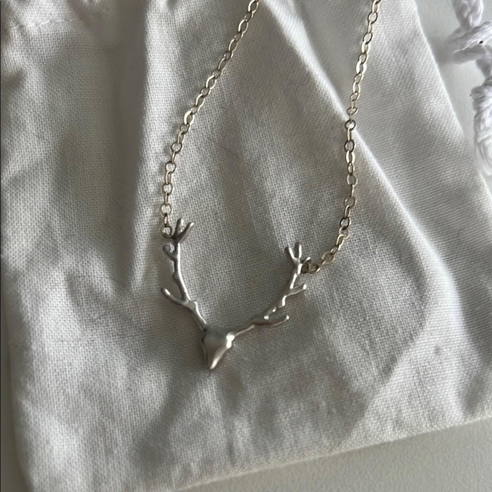 Silver Antler Necklace